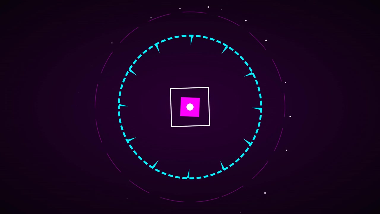 Abstract Digital HUD Interface with Rotating Geometric Shapes
