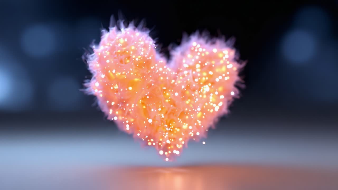 Un cuore animato stupendo che mostra colori vivaci ed effetti scintillanti, a simboleggiare amore, affetto ed emozione in un'accattivante presentazione visiva
