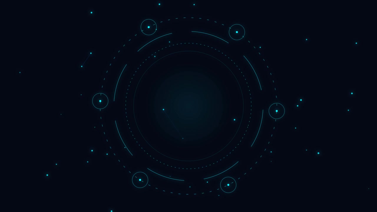 Abstract Digital HUD Interface with Rotating Circular Elements