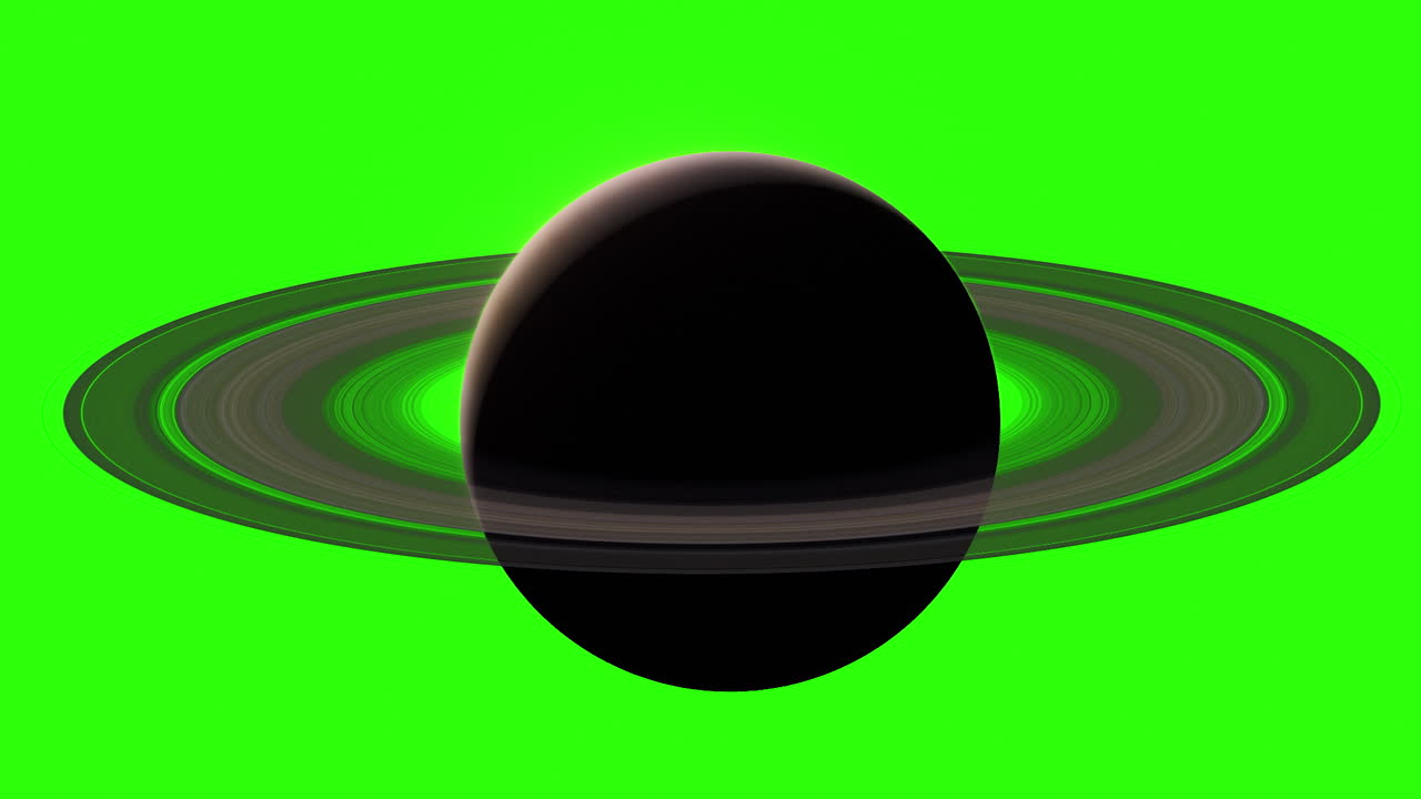 pantalla verde planeta saturno con anillos que van de la noche al día con fondo personalizado - animación 3d cgi 4k