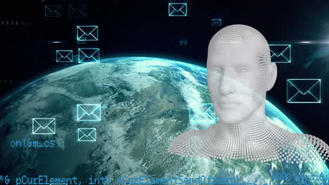 busto humano en movimiento con procesamiento de datos