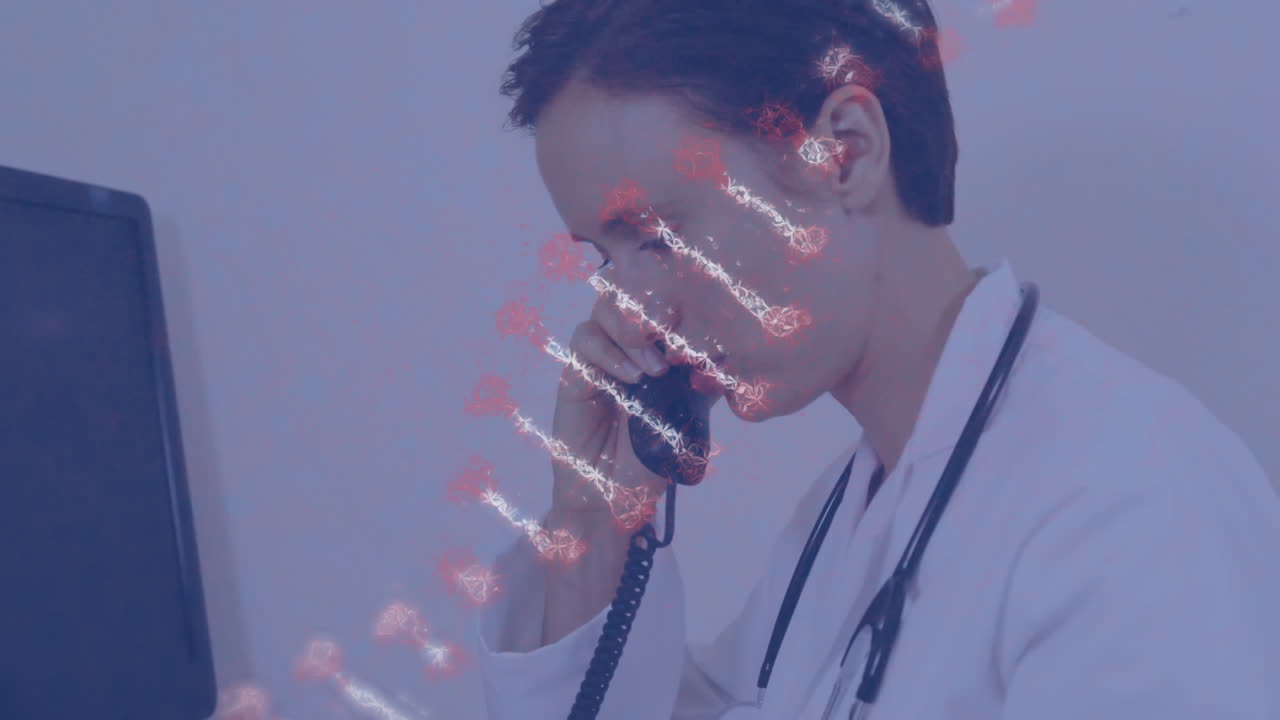 스마트폰을 이용한 여성 의사 위의 dna  ⁇ 의 애니메이션