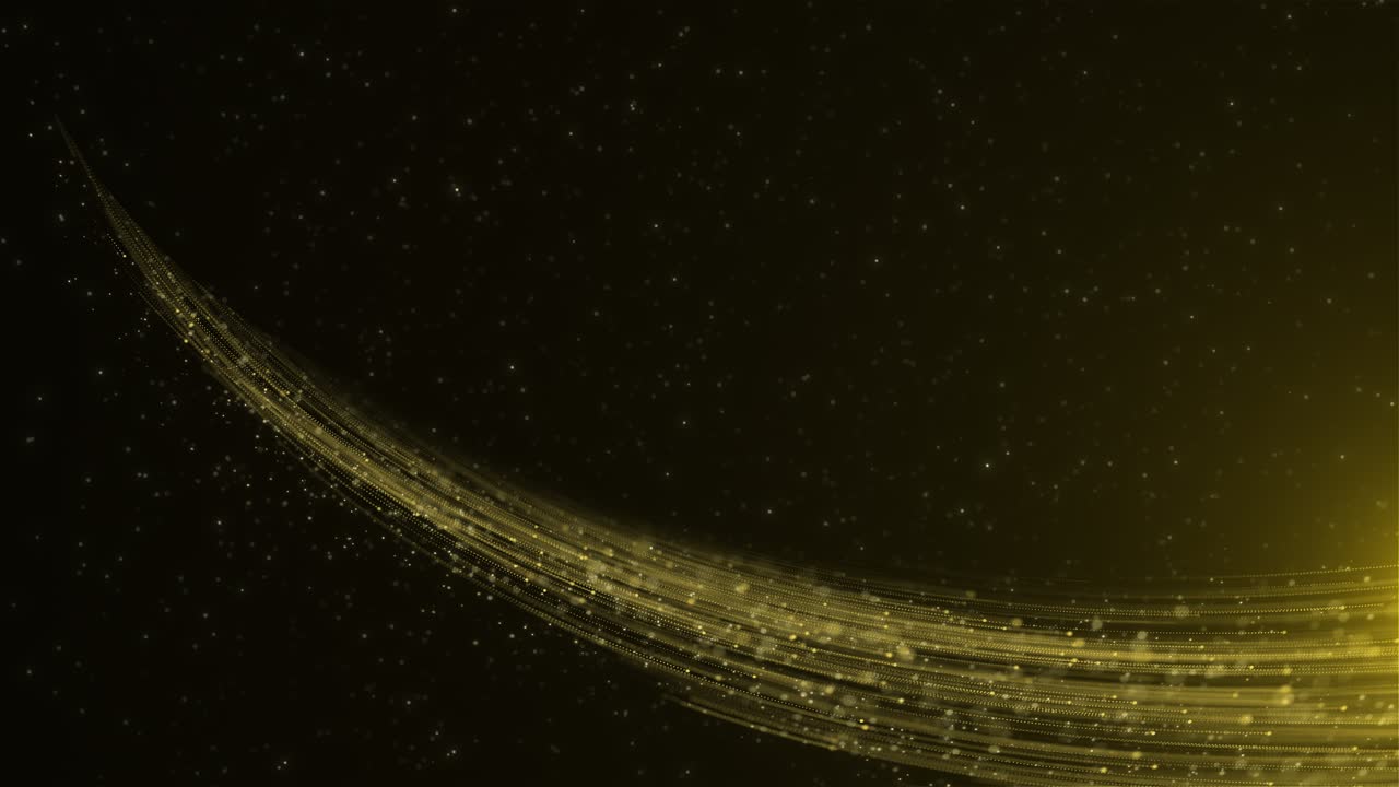 Abstract background of bright golden particles flying golden particles and beautiful bokeh shining