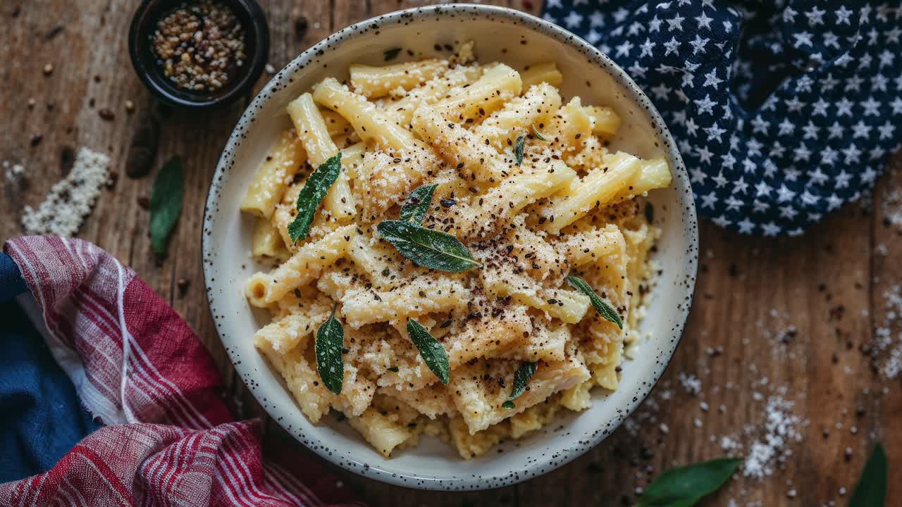 치즈와 세이지를 은 크림 파스타