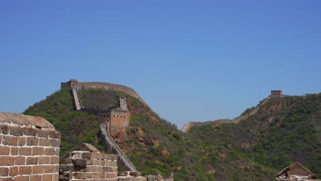static view of the restored jinshanling section of the great wall among mountain scenery