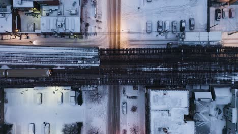 Aerial-footage-of-Chicago-Subway-Train-during-2019-Polar-Vortex