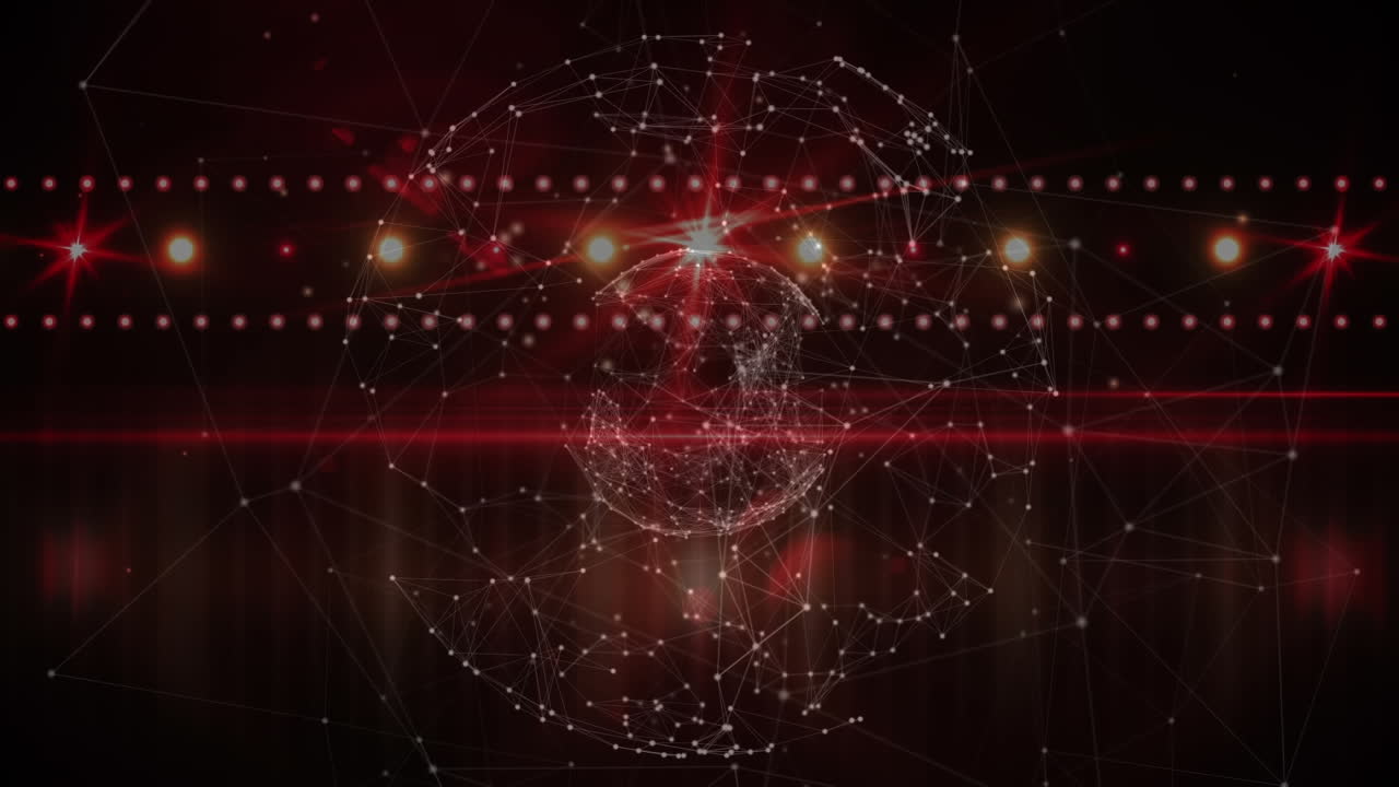 스포트라이트 행과 연결 네트워크와 함께 지구의 애니메이션