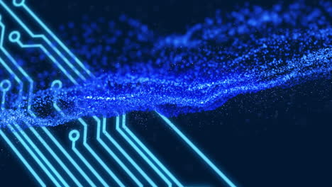 animation of blue wave over computer circuit board