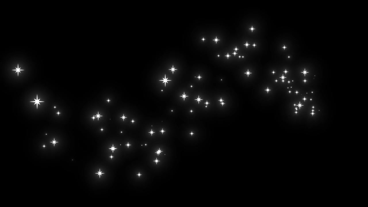 Animated White Sparkling Stars Floating on Black Background