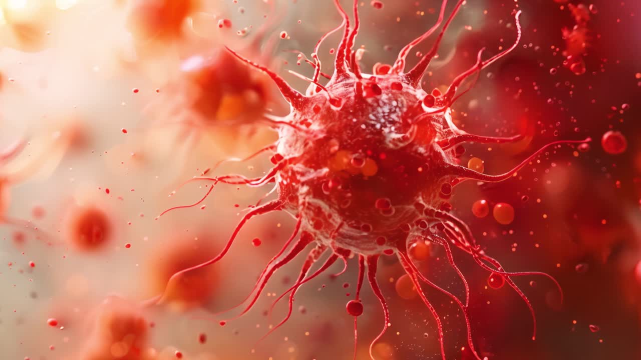 Mikroskopisk bilde av en rød celle eller mikroorganisme
