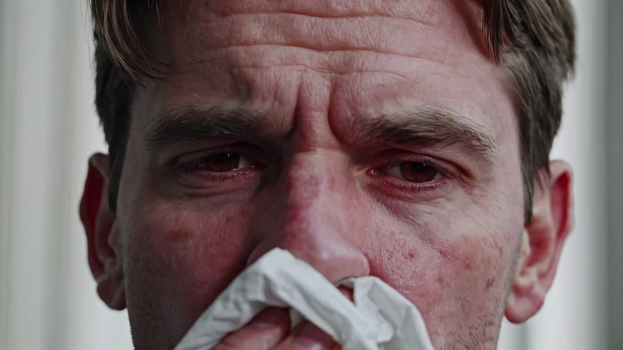 hombre con síntomas de resfriado