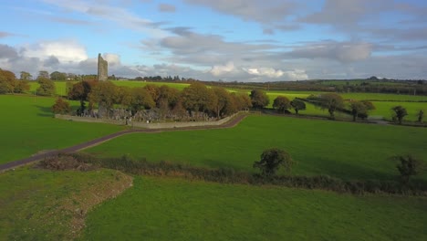 monasterboice round monastery drone reveal shot