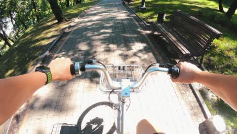 riding an electric bike in a park