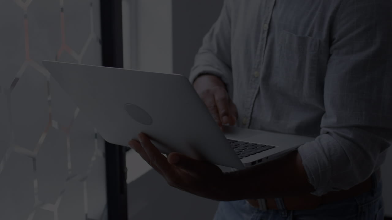 Animation of men using laptop