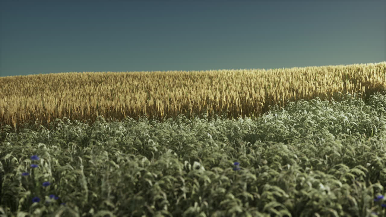 해가 지는 동안 농업용 밀 ⁇