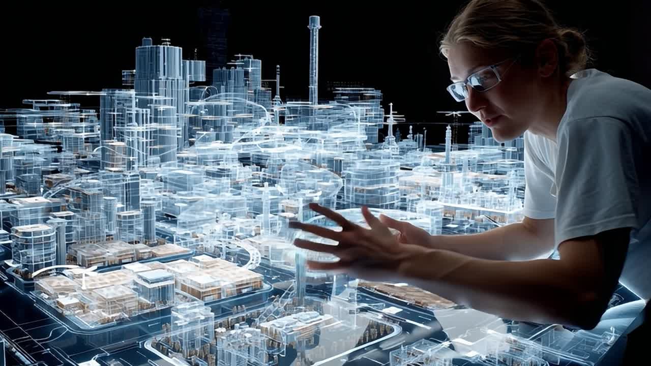 Digital cityscape design and planning in a futuristic environment