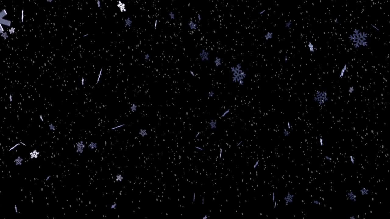 Vinterbakgrunn med fallende snø med forsiktig fallende skinnende snøflak 4K sømløs sløyfe.