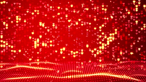 romantic background with hearts and golden confetti. happy valentine's day or wedding