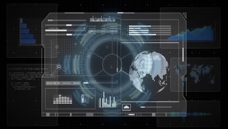 Animation-Des-Globus-Und-Datenverarbeitung-Auf-Dem-Bildschirm