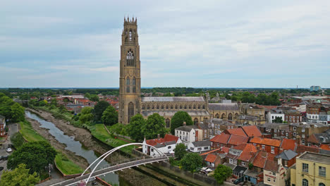 scenic beauty of boston, lincolnshire, in mesmerizing aerial drone footage: port, ships, saint botolph church , saint botolph's bridge