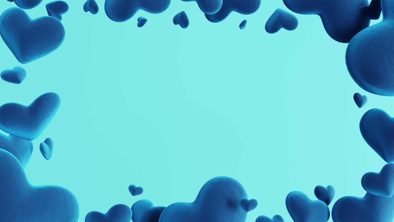 Blue hearts floating on background. 3d render