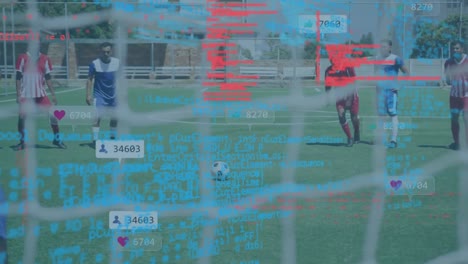 Animación-De-Procesamiento-De-Datos-E-íconos-De-Medios-Sobre-Diversos-Grupos-De-Jugadores-De-Fútbol