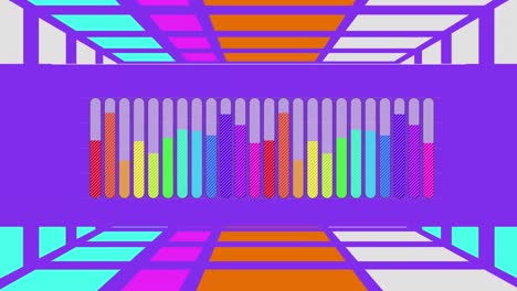 Regenbogenfarbenes-Balkendiagramm-Auf-Lila-Mit-Beweglichem-Violettem-Gitterhintergrund