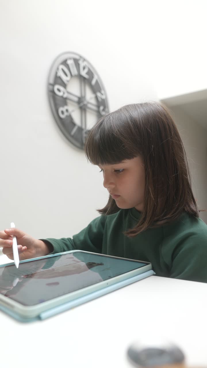 Girl Drawing on Digital Tablet