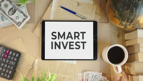 smart invest displaying on finance tablet screen
