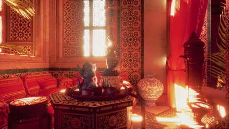 moroccan interior design with beautiful details and warm light