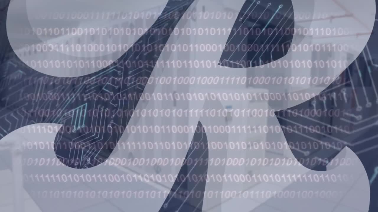 animación del procesamiento de datos sobre formas y placas de circuitos informáticos