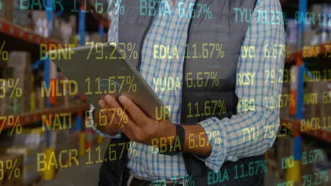 animación del mercado de valores sobre el hombre que trabaja en el almacén