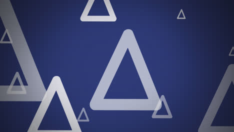 animation of multiple triangular shapes floating against copy space on blue background