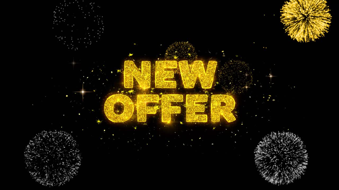New Offer Announcement with Fireworks and Golden Sparkle