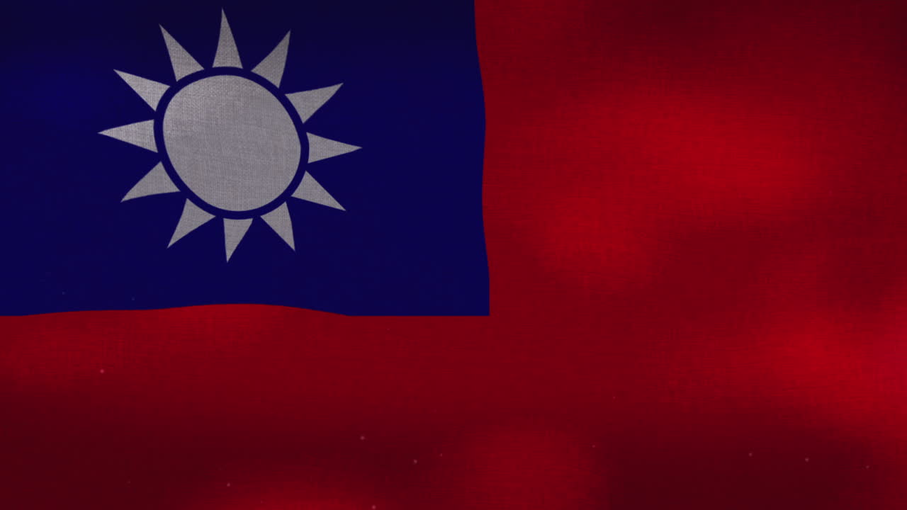 台湾の国旗がはためく様子