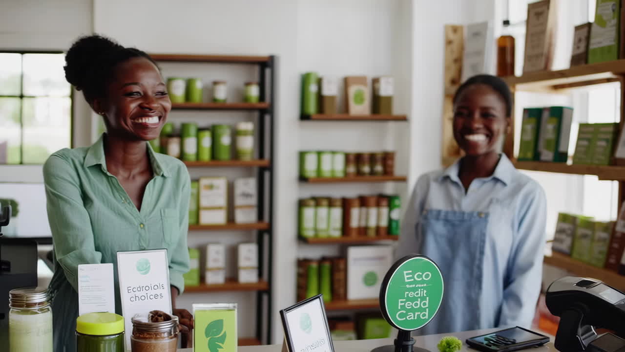 Customer making a contactless payment at a small business