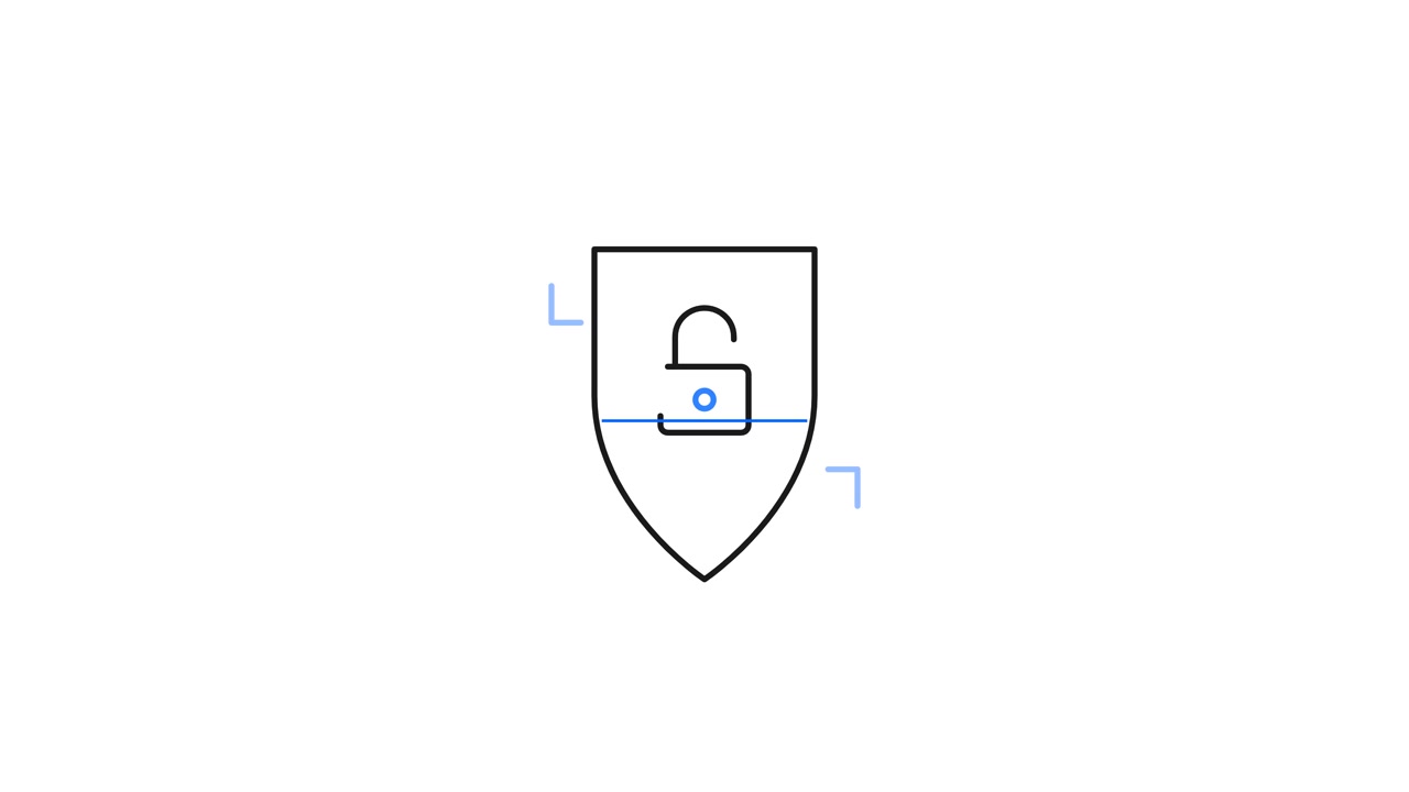 Animated Line Drawing of a Security Shield Icon
