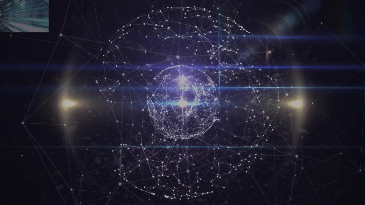 Globo digitale astratto con nodi di rete connessi e bagliori di luce.