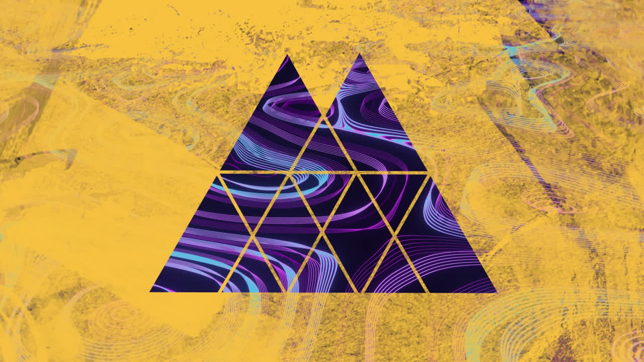 검은 바탕에 오렌지색 프레임과 파란색 모양의 애니메이션