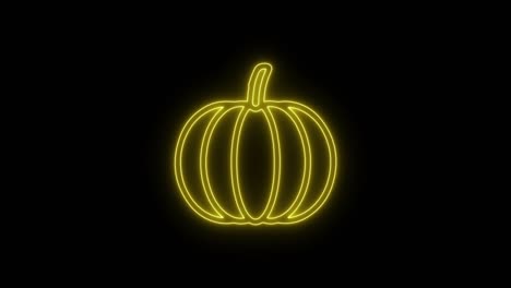 neon pumpkin line icon isolated on black background. happy halloween party