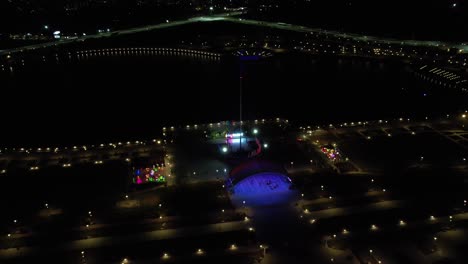 musical fountain with colorful illuminations at night.