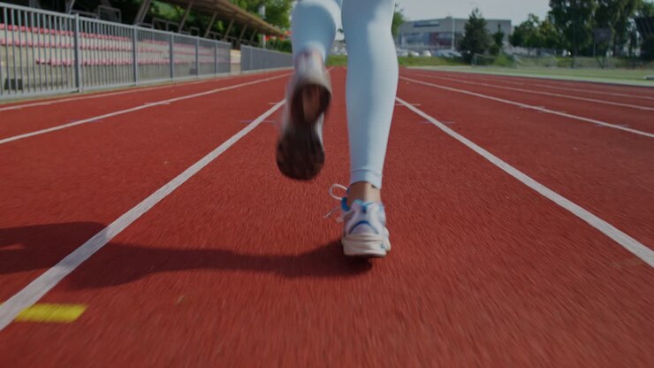 Donna in esecuzione su una pista