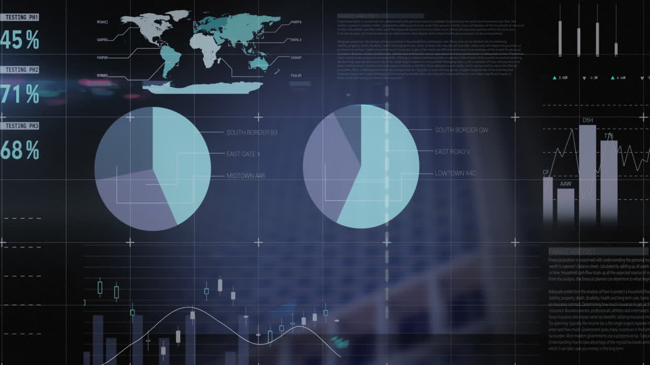 Animation of data processing over landscape