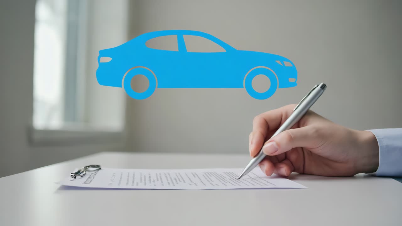 Signing a car insurance or purchase agreement