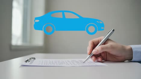 signing a car insurance or purchase agreement