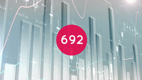 Animation-Einer-Zahl,-Die-Von-0-Bis-2000-Ansteigt,-Auf-Einer-Roten-Und-Grauen-Oberfläche-Mit-Datenverarbeitung-Auf-Diagrammen