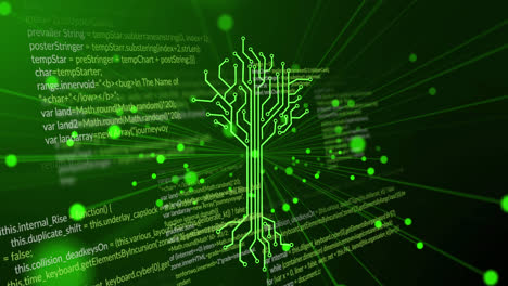 animation of integrated circuit over data processing on digital screen