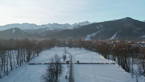 Scenic-View-Of-The-Snowy-Mountains-In-Tygodnik-Zakopane-Poland---wide-shot