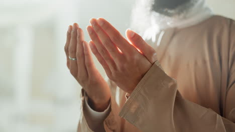 Islam,-prayer-and-hands-of-man-in-mosque-with-dua