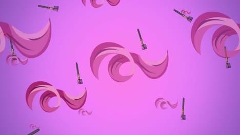 Animation-of-mascara-icons-on-pink-background